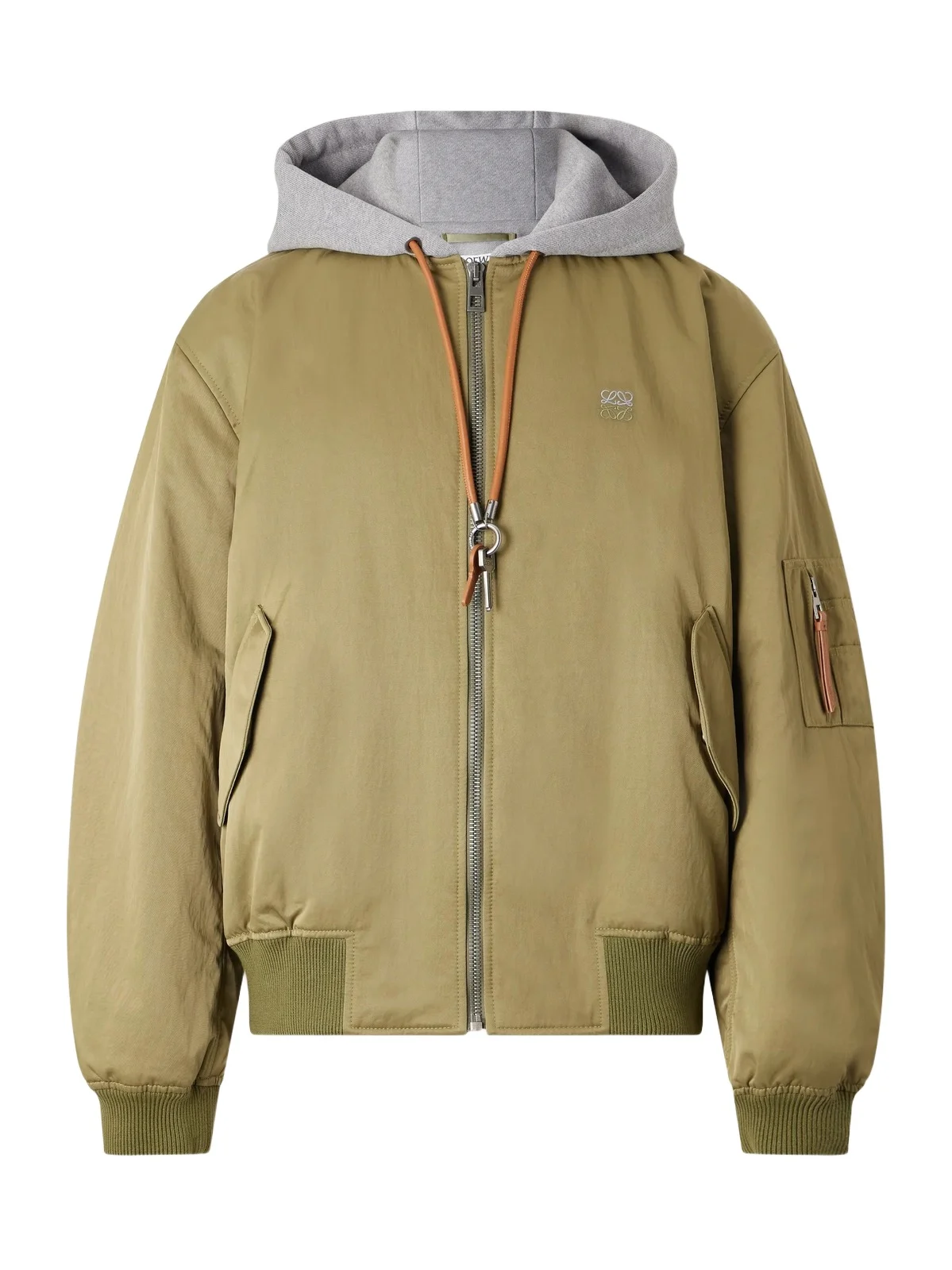 Loewe Anagram-Embroidered Leather and Jersey-Trimmed Satin Bomber Jacket - Men