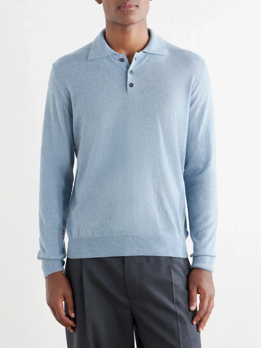 Slowear Zanone Cashmere-Blend Polo Sweater - Men | Thumbnail 3 Slowear Zanone Cashmere-Blend Polo Sweater - Men | Thumbnail 3