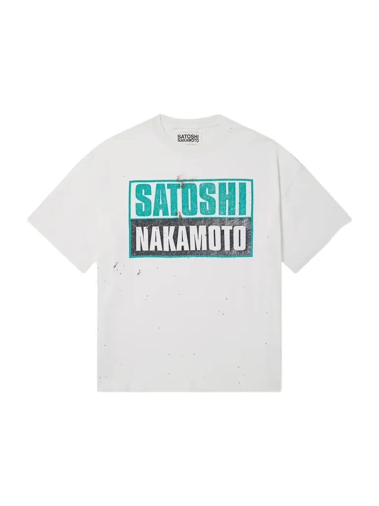 Satoshi Nakamoto Minute Man Logo-Print Distress Cotton-Jersey T-Shirt - Men | Image 1 Satoshi Nakamoto Minute Man Logo-Print Distress Cotton-Jersey T-Shirt - Men | Image 1