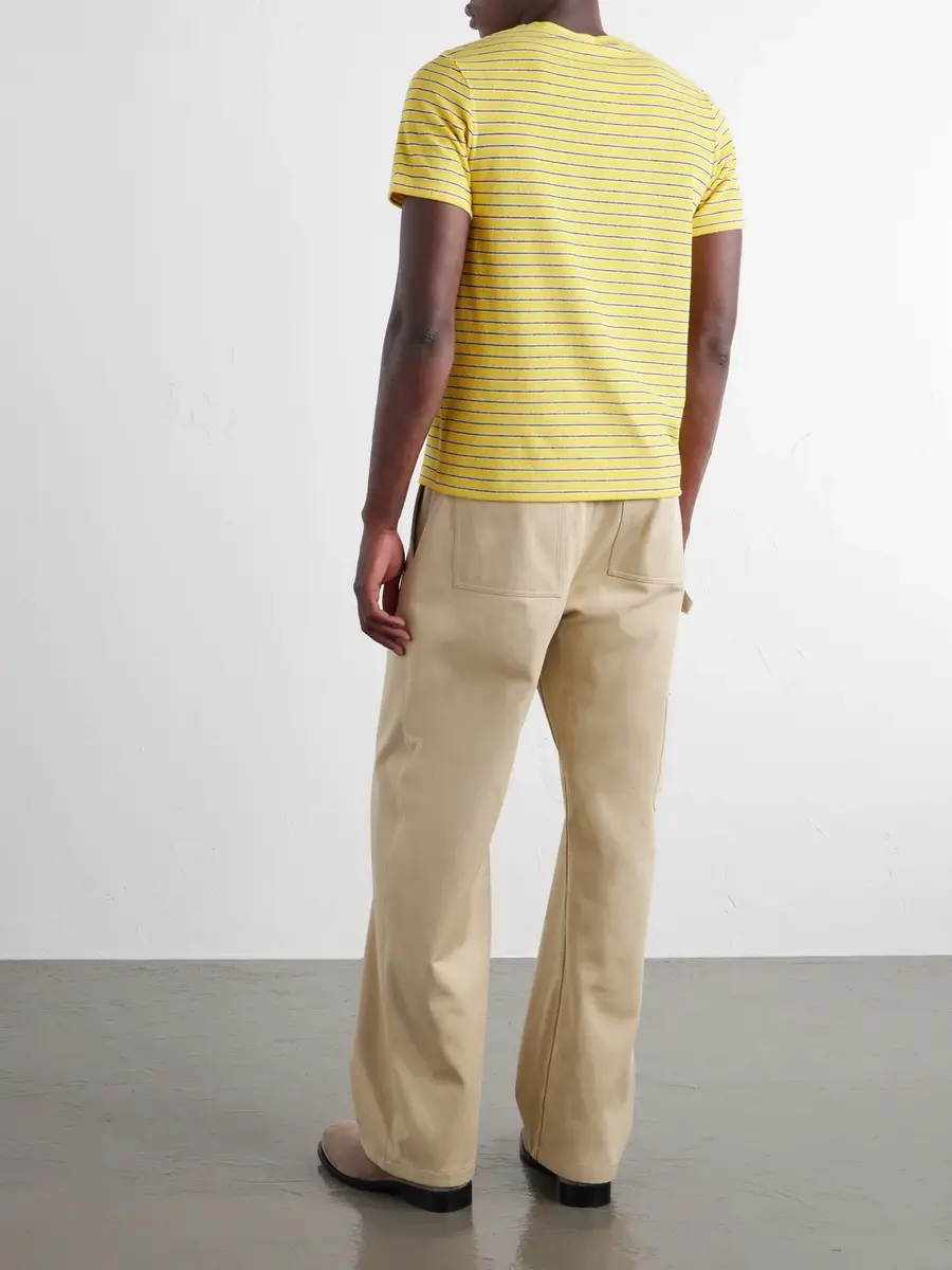 Loewe Logo-Embroidered Striped Cotton-Blend Terry T-Shirt - Men | Thumbnail 4