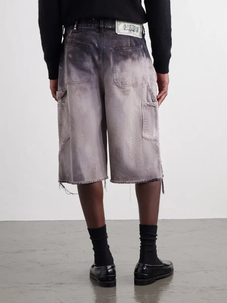 Satoshi Nakamoto Danny's Straight-Leg Embellished Distressed Denim Shorts - Men | Thumbnail 4 Satoshi Nakamoto Danny's Straight-Leg Embellished Distressed Denim Shorts - Men | Thumbnail 4