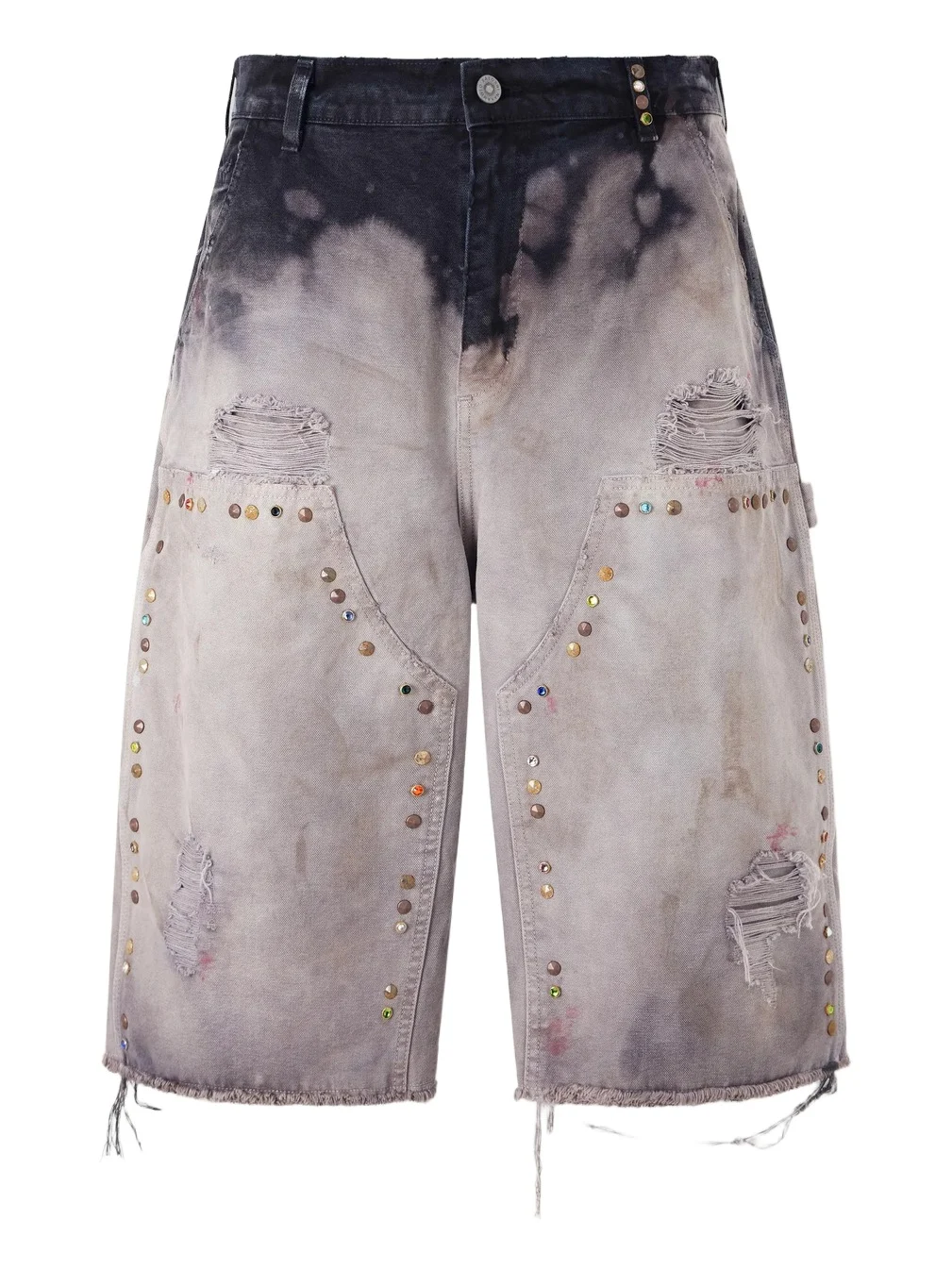 Satoshi Nakamoto Danny's Straight-Leg Embellished Distressed Denim Shorts - Men