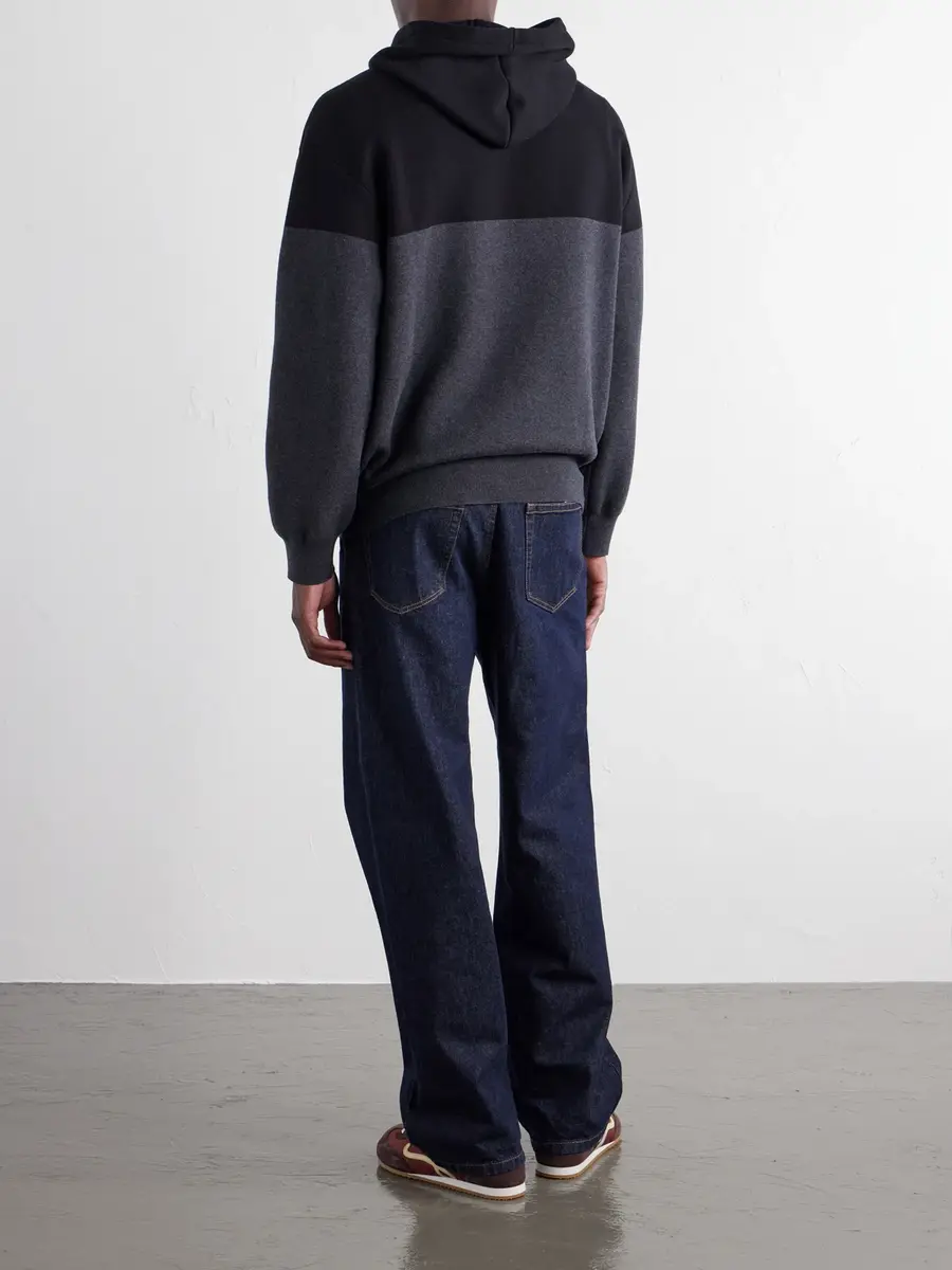 Loewe Anagram-Embossed Leather-Trimmed Cotton-Jersey Hoodie - Men | Thumbnail 4 Loewe Anagram-Embossed Leather-Trimmed Cotton-Jersey Hoodie - Men | Thumbnail 4