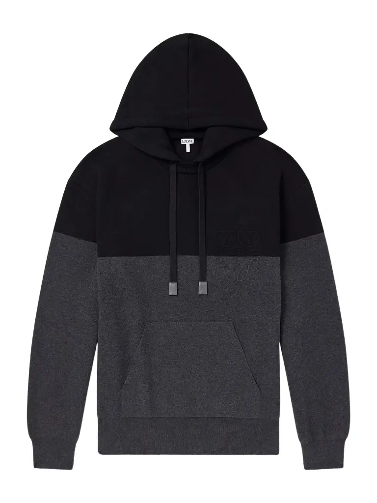 Loewe Anagram-Embossed Leather-Trimmed Cotton-Jersey Hoodie - Men | Image 1 Loewe Anagram-Embossed Leather-Trimmed Cotton-Jersey Hoodie - Men | Image 1