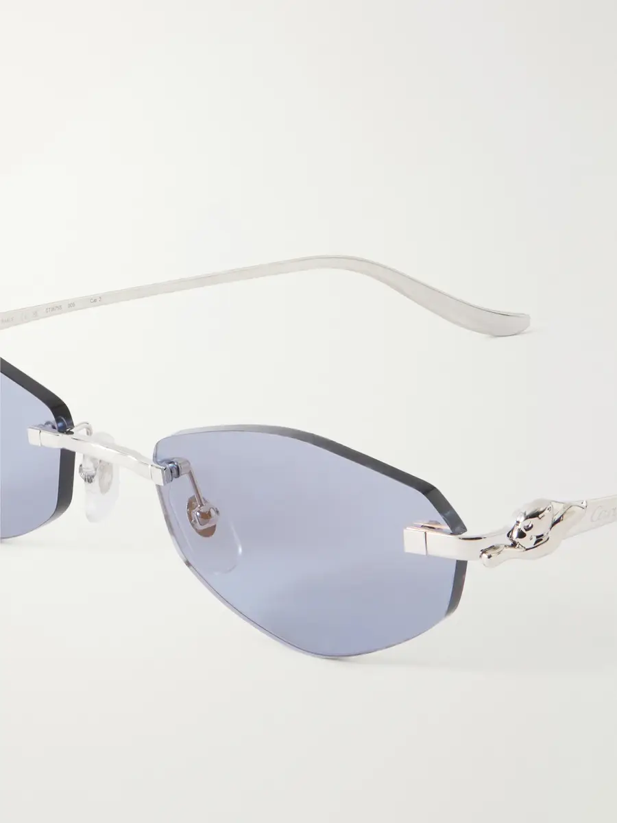 Cartier Eyewear Panthère de Cartier Rimless Round-Frame Silver-Tone Metal Sunglasses - Men | Thumbnail 3 Cartier Eyewear Panthère de Cartier Rimless Round-Frame Silver-Tone Metal Sunglasses - Men | Thumbnail 3