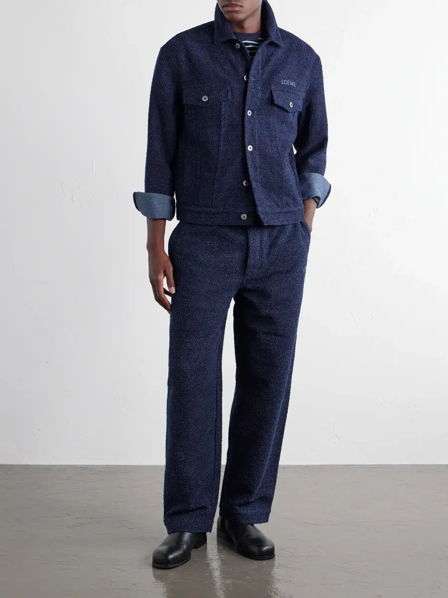 Loewe Logo-Embroidered Textured Denim Jacket - Men | Thumbnail 2 Loewe Logo-Embroidered Textured Denim Jacket - Men | Thumbnail 2