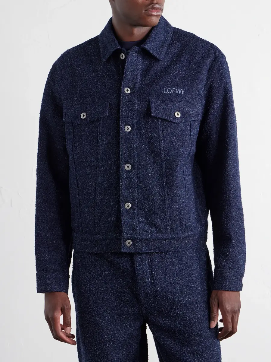 Loewe Logo-Embroidered Textured Denim Jacket - Men | Thumbnail 3 Loewe Logo-Embroidered Textured Denim Jacket - Men | Thumbnail 3