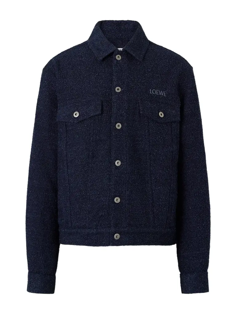 Loewe Logo-Embroidered Textured Denim Jacket - Men