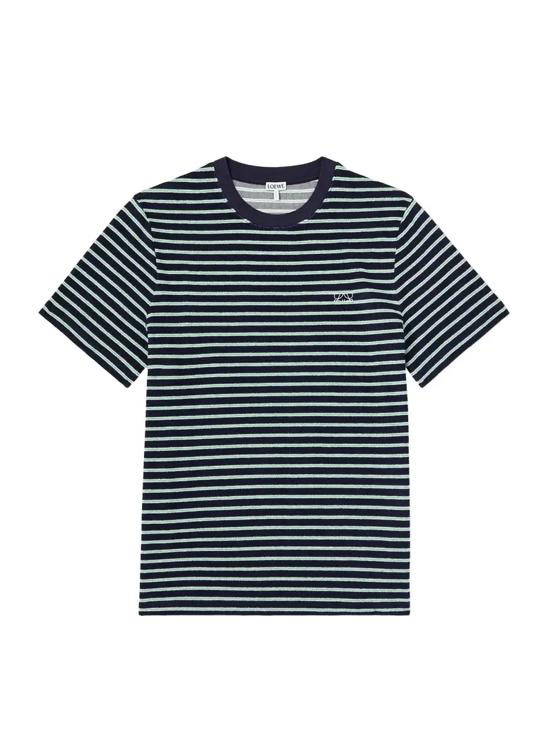 Loewe Logo-Embroidered Striped Cotton-Blend Terry T-Shirt - Men | Image 1 Loewe Logo-Embroidered Striped Cotton-Blend Terry T-Shirt - Men | Image 1
