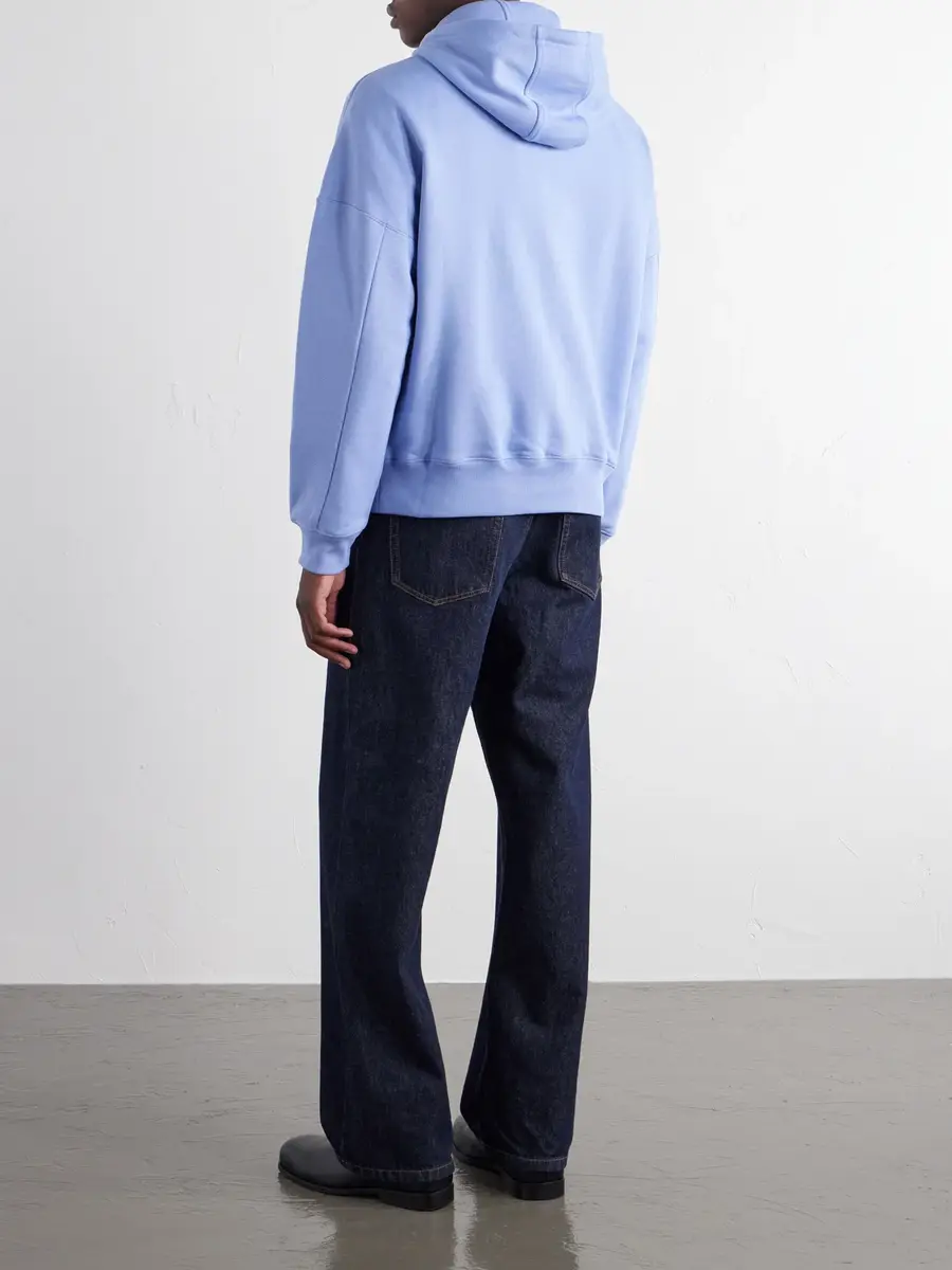 Loewe Anagram-Embroidered Leather-Trimmed Cotton-Jersey Hoodie - Men | Thumbnail 4 Loewe Anagram-Embroidered Leather-Trimmed Cotton-Jersey Hoodie - Men | Thumbnail 4