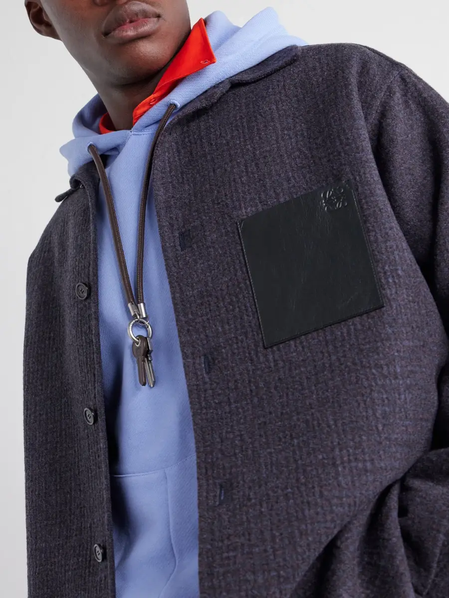 Loewe Anagram-Embroidered Leather-Trimmed Cotton-Jersey Hoodie - Men | Thumbnail 5 Loewe Anagram-Embroidered Leather-Trimmed Cotton-Jersey Hoodie - Men | Thumbnail 5