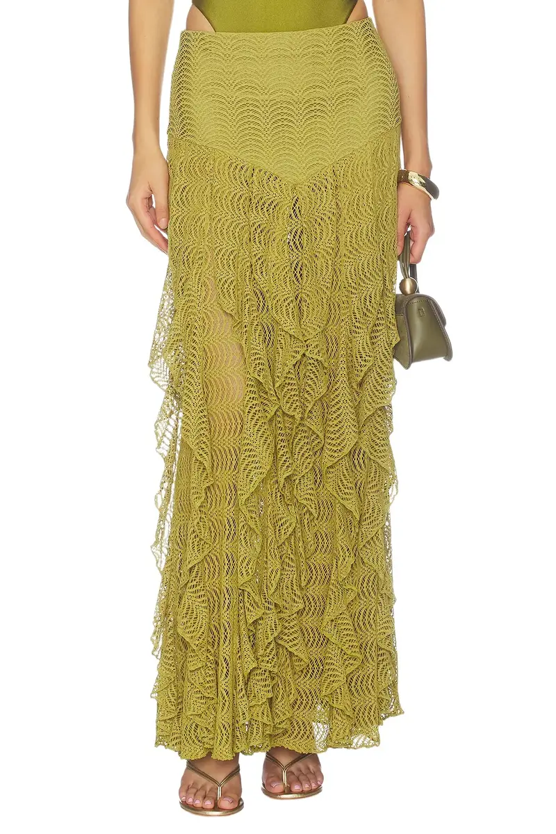 Petal Sheen Mesh Maxi Skirt Petal Sheen Mesh Maxi Skirt