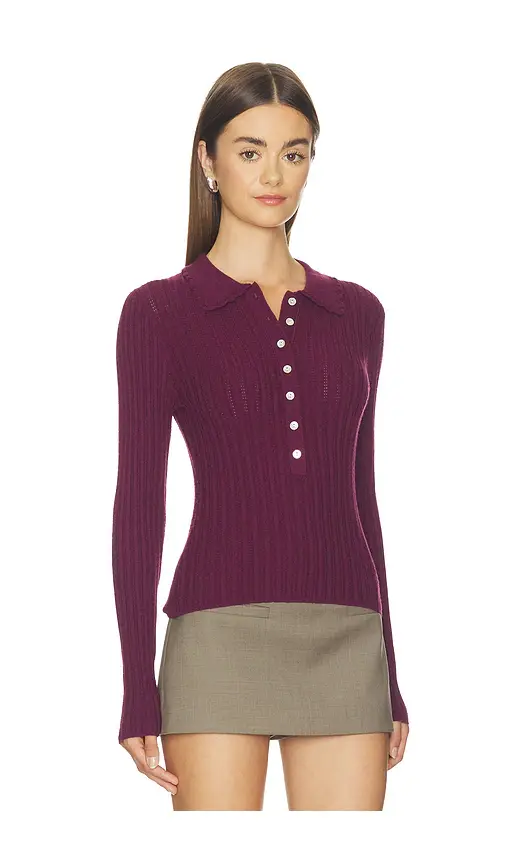 525 America Tabitha Crochet Collar Long Sleeve Henley | Thumbnail 2 525 America Tabitha Crochet Collar Long Sleeve Henley | Thumbnail 2