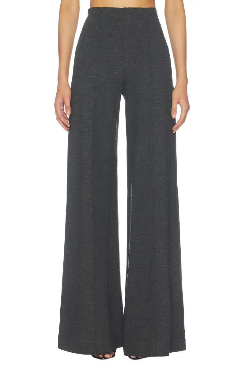 Ponte Knit Long Wide Leg Pant