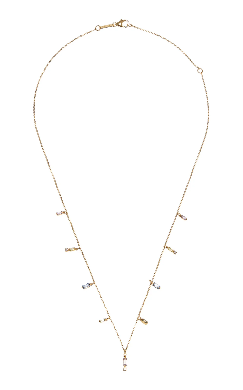 Dangling 18K Yellow Gold Sapphire and Diamond Necklace