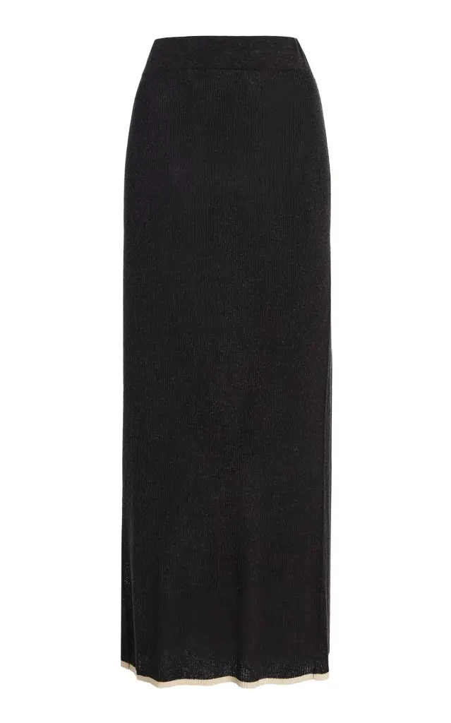 Third Form Bound Linen-Blend Knit Midi Skirt