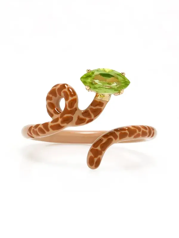Giraffe Vine 9K Gold Peridot and Enamel Ring