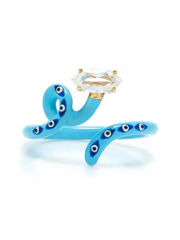 Bea Bongiasca Evil Eye 9K Gold Crystal and Enamel Ring