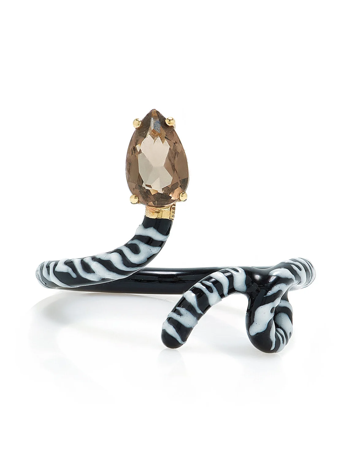 Baby Zebra Vine 9K Gold Quartz and Enamel Ring Baby Zebra Vine 9K Gold Quartz and Enamel Ring