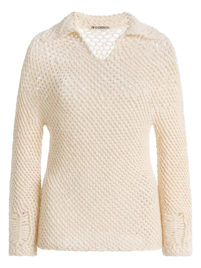 Crocheted Wool Knit Sweater