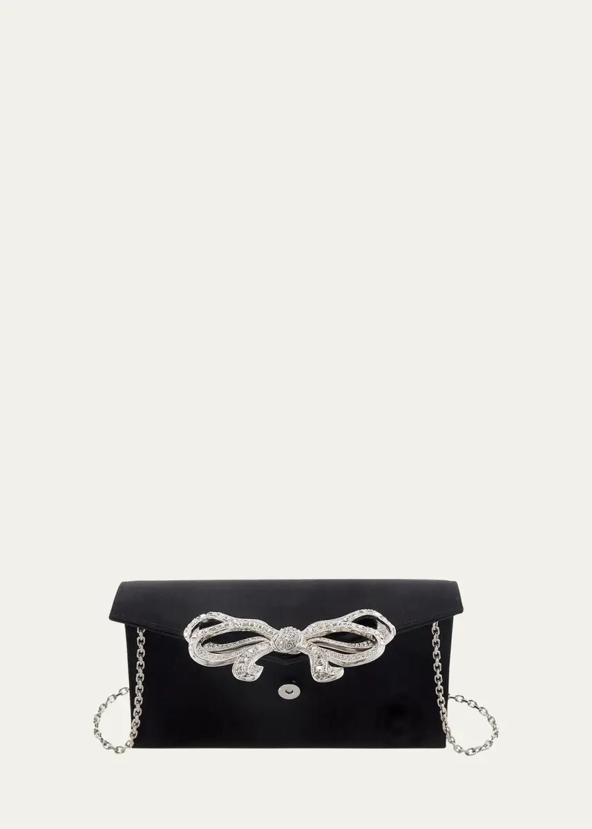Judith Leiber Couture Crystal Bow Satin Envelope Clutch Bag | Thumbnail 3