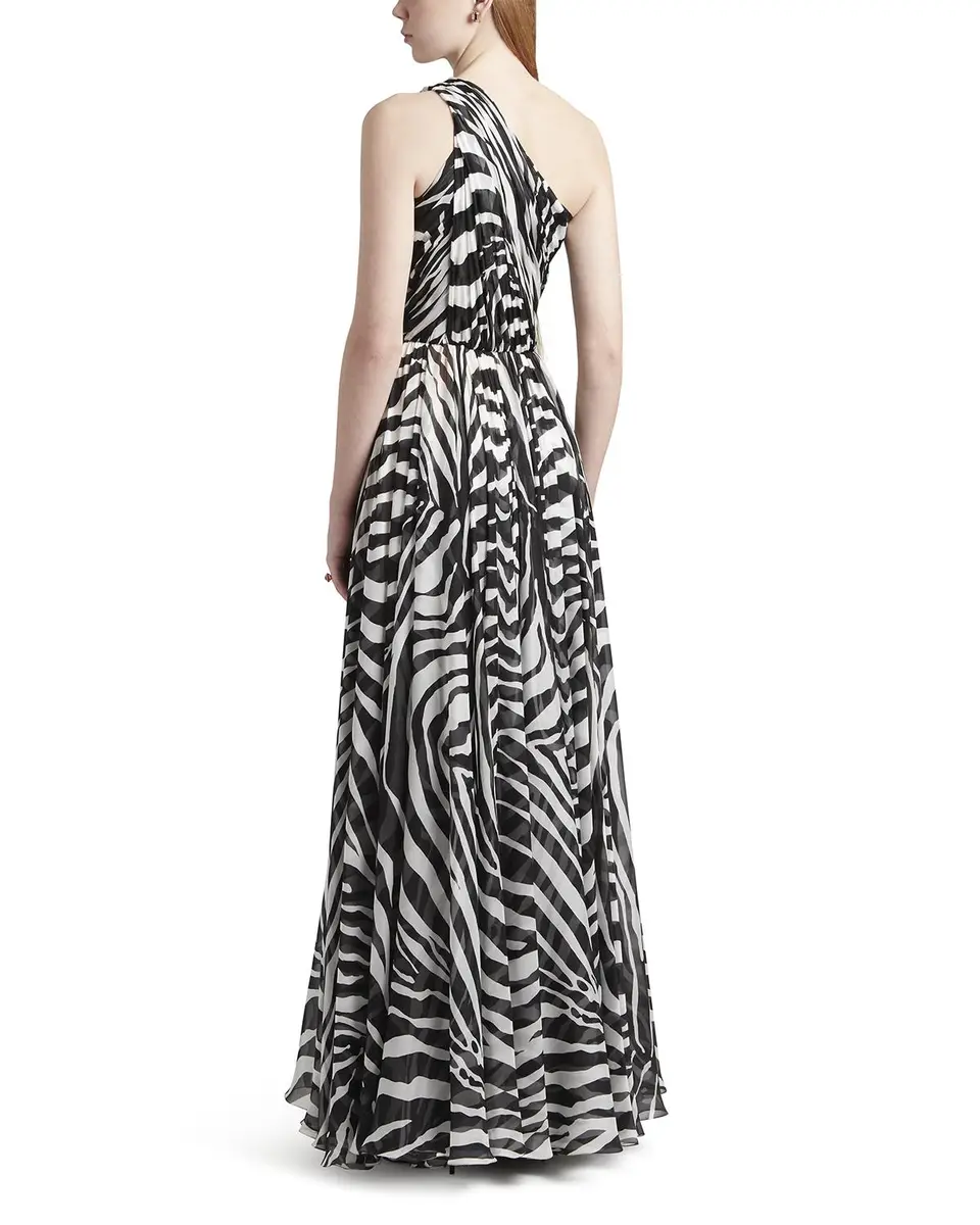 Dolce & Gabbana Zebra-Print One-Shoulder Silk Chiffon Gown | Thumbnail 4 Dolce & Gabbana Zebra-Print One-Shoulder Silk Chiffon Gown | Thumbnail 4
