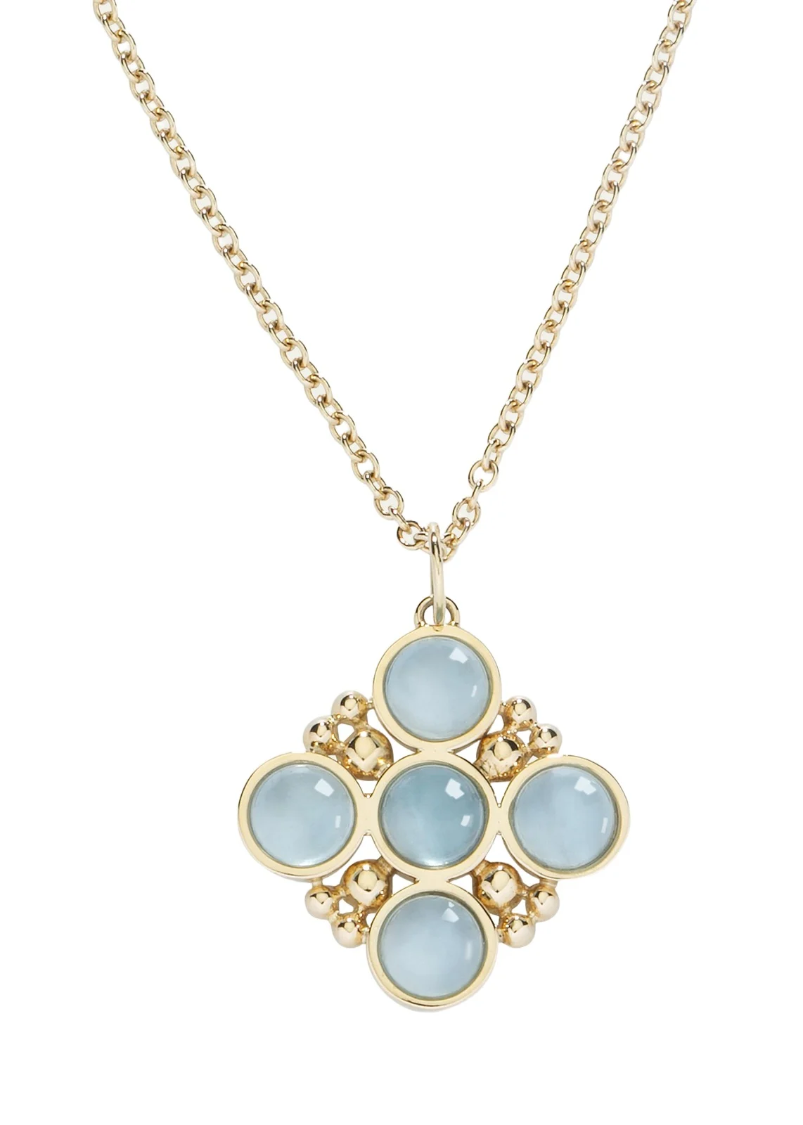 L. Klein 18k Gold Bubbles Aquamarine Pendant Necklace