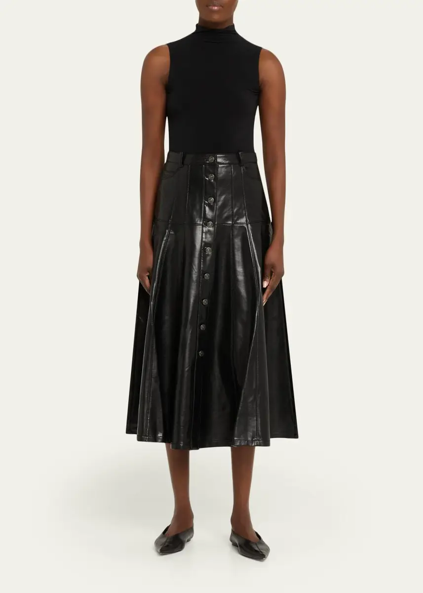 Cinq à Sept Veena Vegan Leather Midi Skirt | Thumbnail 2