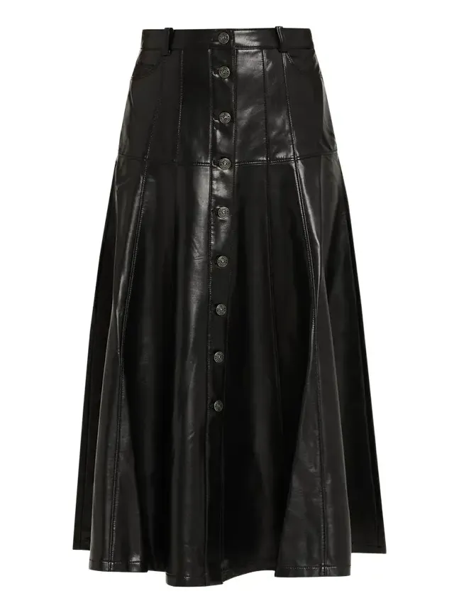 Veena Vegan Leather Midi Skirt