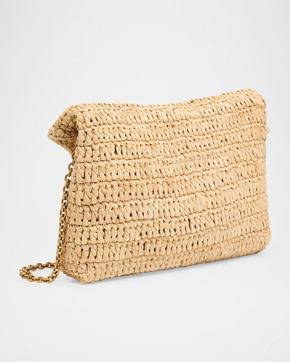 Saint Laurent Envelope Flap YSL Shoulder Bag in Raffia | Thumbnail 3 Saint Laurent Envelope Flap YSL Shoulder Bag in Raffia | Thumbnail 3