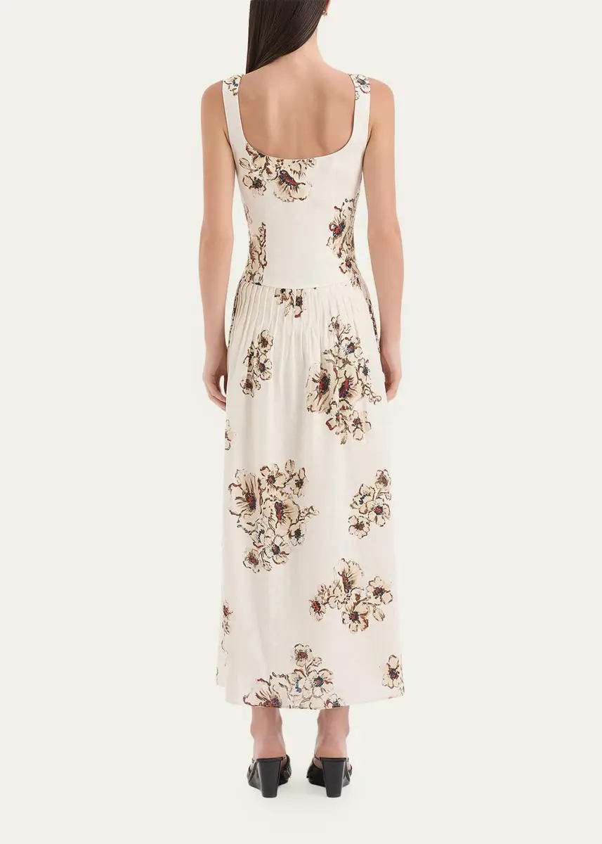 SIR. Freja Floral Linen Midi Dress | Thumbnail 3 SIR. Freja Floral Linen Midi Dress | Thumbnail 3