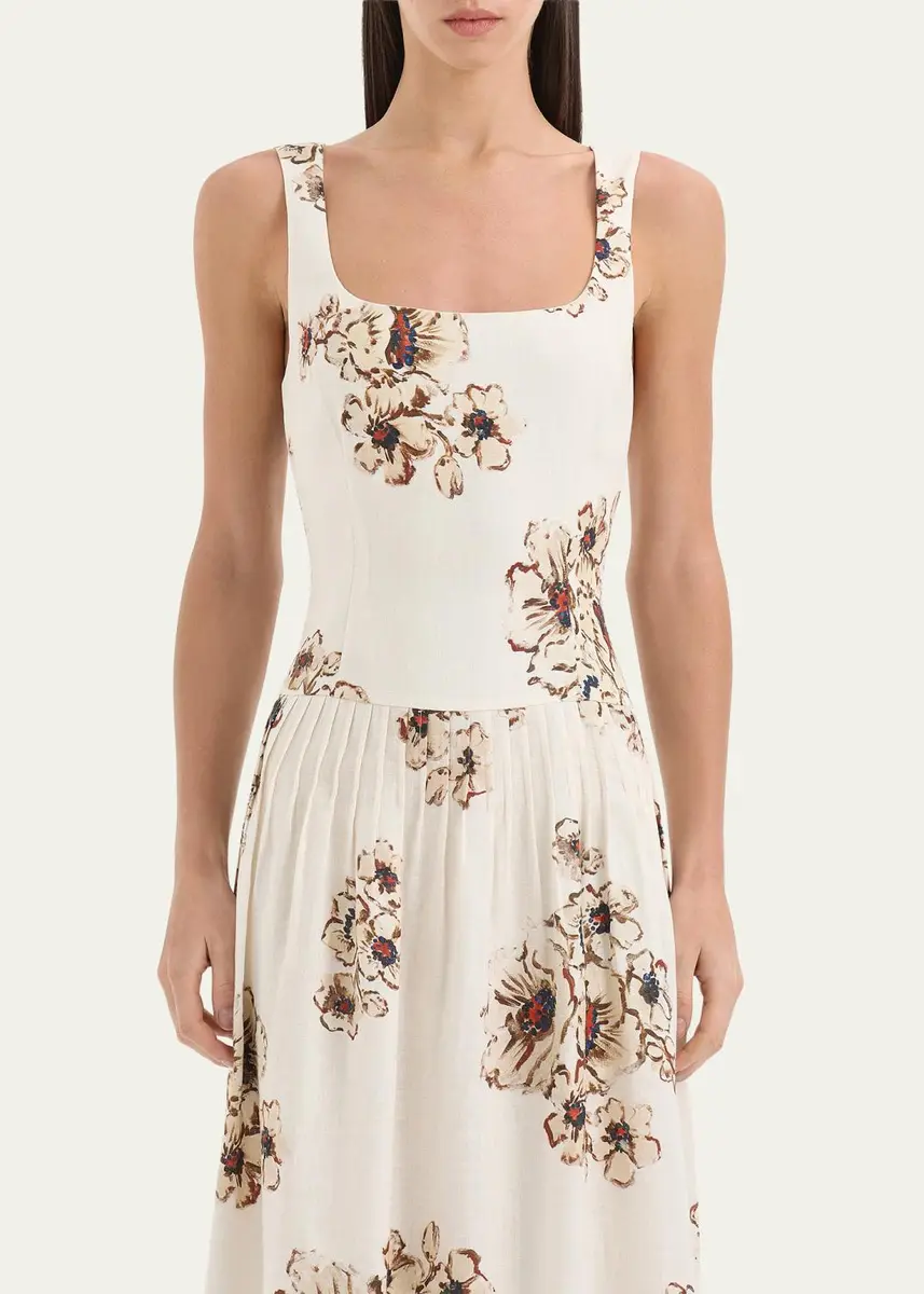 SIR. Freja Floral Linen Midi Dress | Thumbnail 4 SIR. Freja Floral Linen Midi Dress | Thumbnail 4
