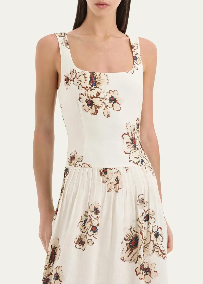 SIR. Freja Floral Linen Midi Dress | Thumbnail 5 SIR. Freja Floral Linen Midi Dress | Thumbnail 5