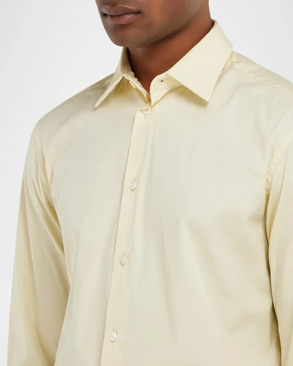 Ferragamo Men's Cotton-Nylon Stretch Point Collar Sport Shirt | Thumbnail 4 Ferragamo Men's Cotton-Nylon Stretch Point Collar Sport Shirt | Thumbnail 4