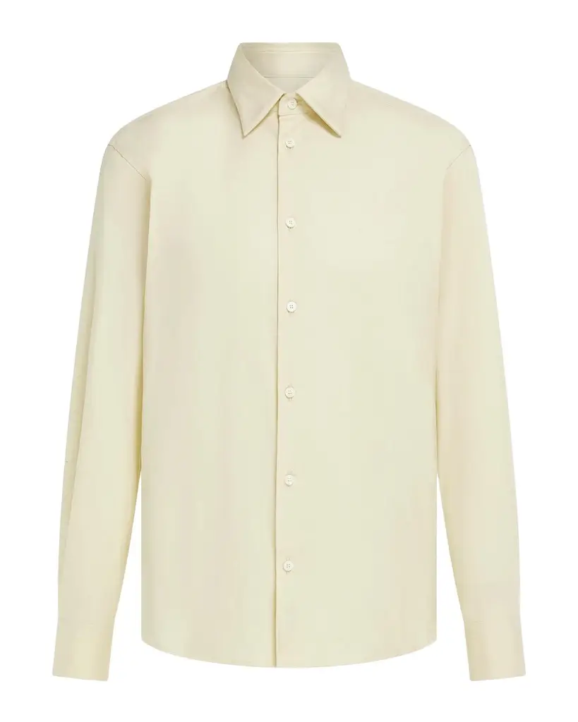 Ferragamo Men's Cotton-Nylon Stretch Point Collar Sport Shirt