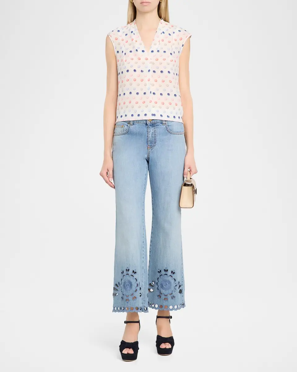 MAISON COMMON Printed Silk Organza Ruffle Long-Sleeve Blouse | Thumbnail 2