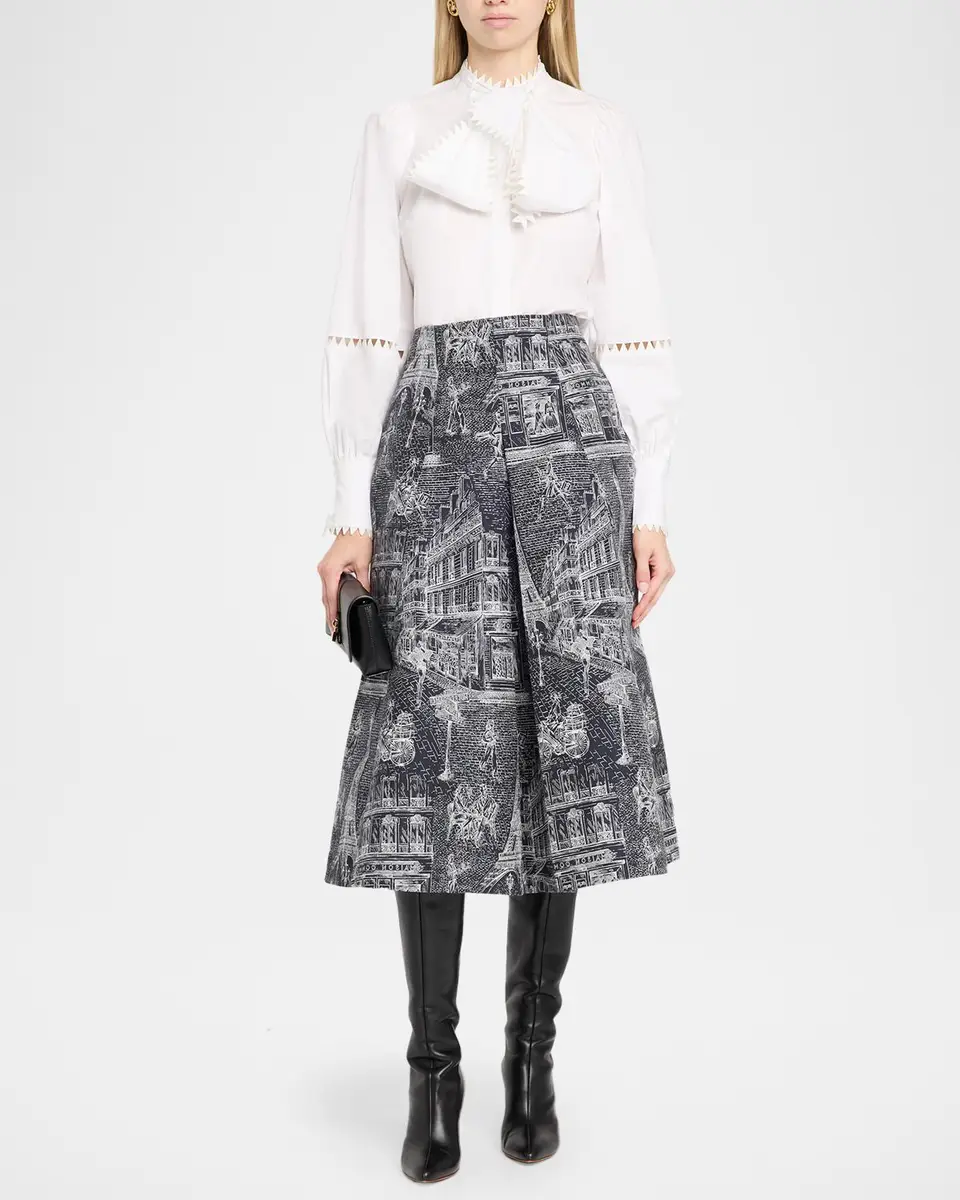 MAISON COMMON RicRac Scarf-Neck Cotton Poplin Button-Down Blouse | Thumbnail 2