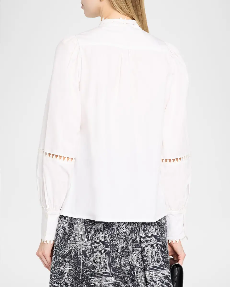 MAISON COMMON RicRac Scarf-Neck Cotton Poplin Button-Down Blouse | Thumbnail 3