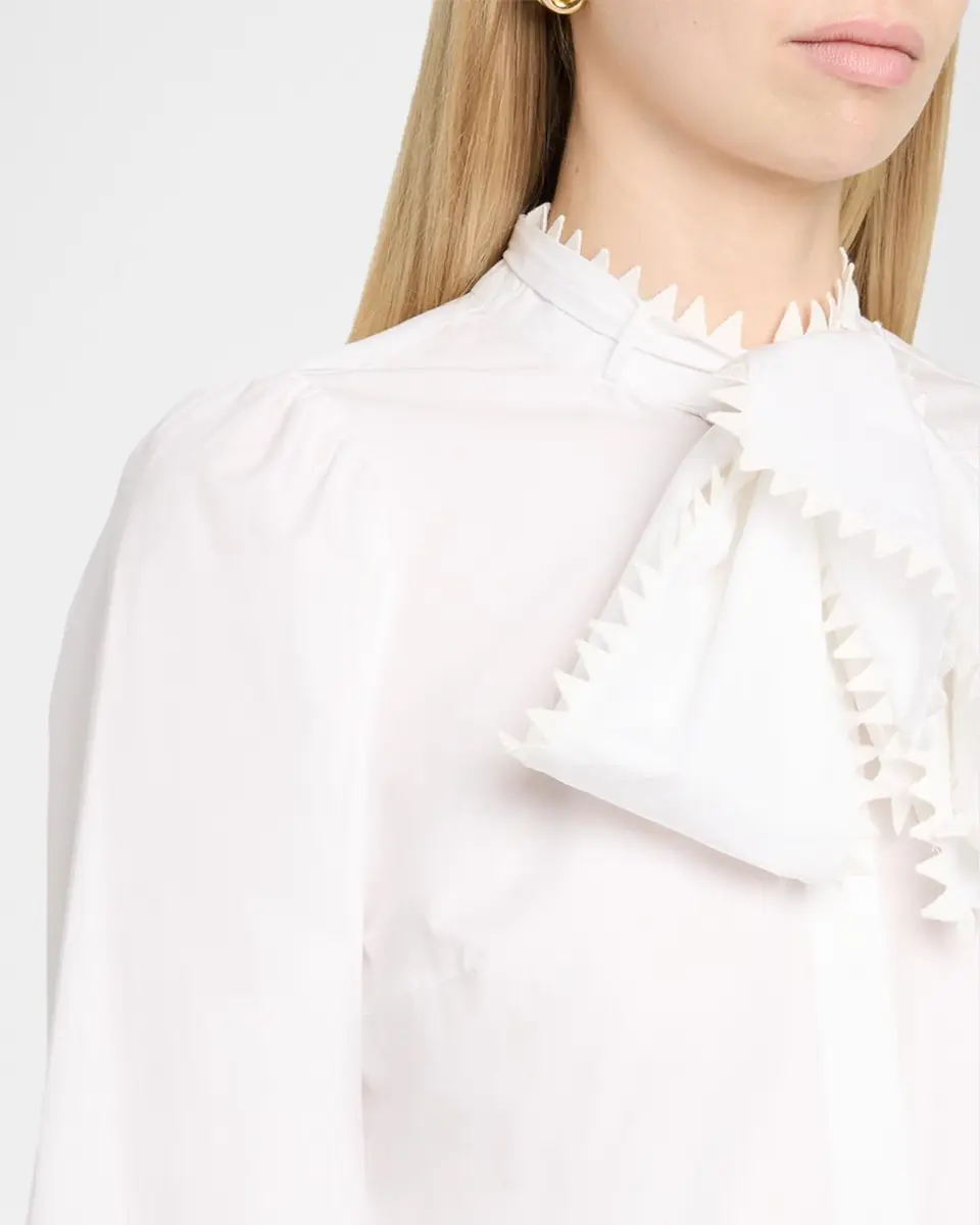 MAISON COMMON RicRac Scarf-Neck Cotton Poplin Button-Down Blouse | Thumbnail 5