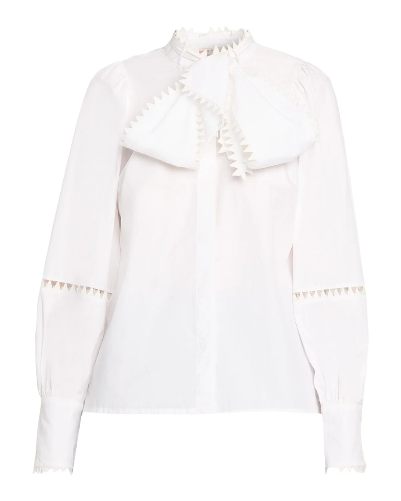 MAISON COMMON RicRac Scarf-Neck Cotton Poplin Button-Down Blouse