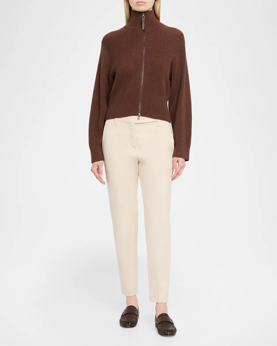Brunello Cucinelli Cashmere Rib-Knit Zipped Cardigan | Thumbnail 2 Brunello Cucinelli Cashmere Rib-Knit Zipped Cardigan | Thumbnail 2