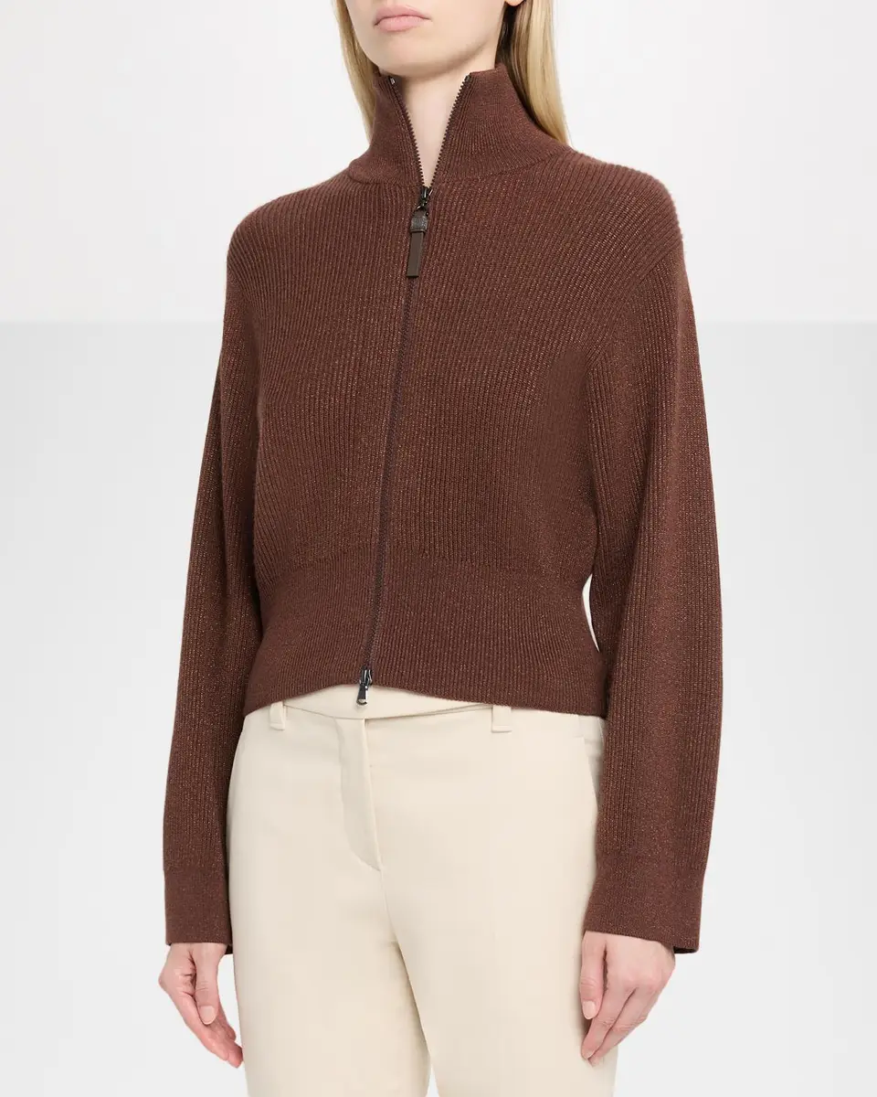 Brunello Cucinelli Cashmere Rib-Knit Zipped Cardigan | Thumbnail 4 Brunello Cucinelli Cashmere Rib-Knit Zipped Cardigan | Thumbnail 4