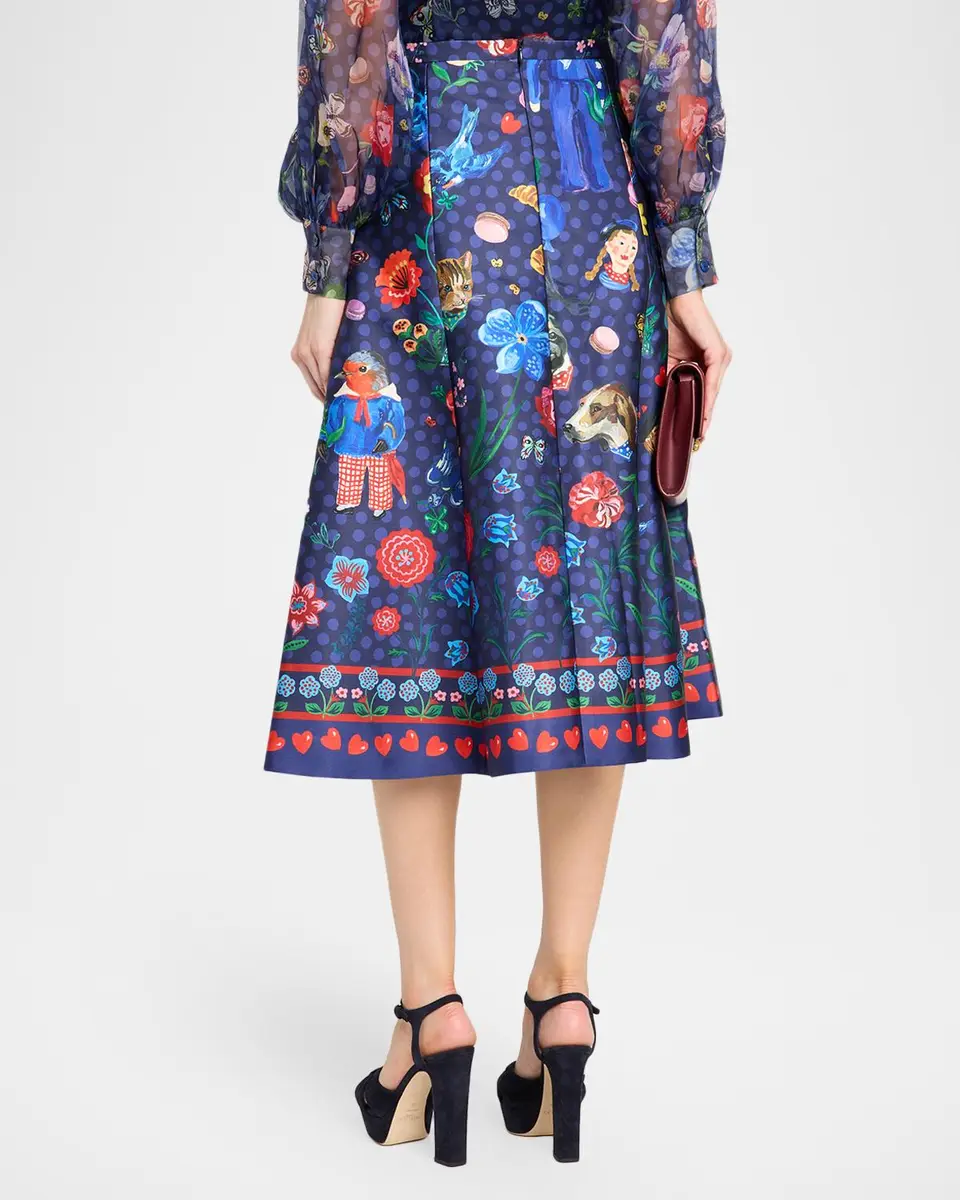 MAISON COMMON Printed Micado Satin Midi Skirt | Thumbnail 3