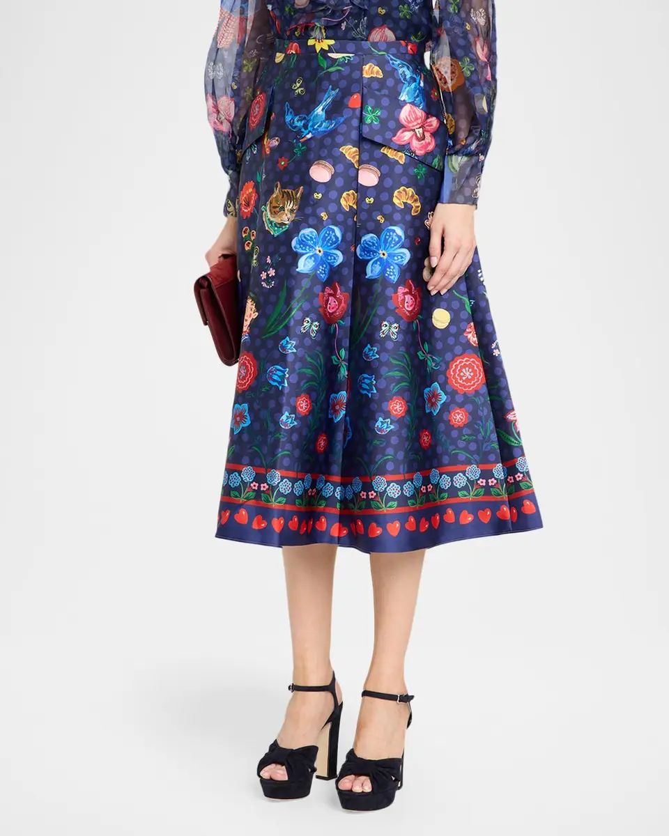 MAISON COMMON Printed Micado Satin Midi Skirt | Thumbnail 4