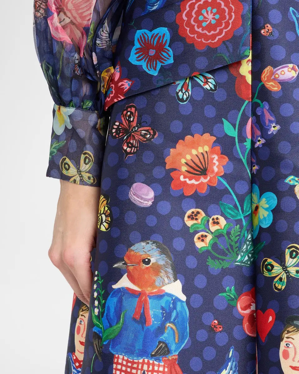 MAISON COMMON Printed Micado Satin Midi Skirt | Thumbnail 5