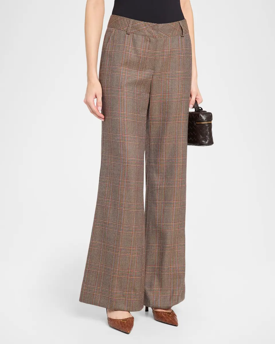 MAISON COMMON Glen Plaid Wool Flared Trousers | Thumbnail 4 MAISON COMMON Glen Plaid Wool Flared Trousers | Thumbnail 4