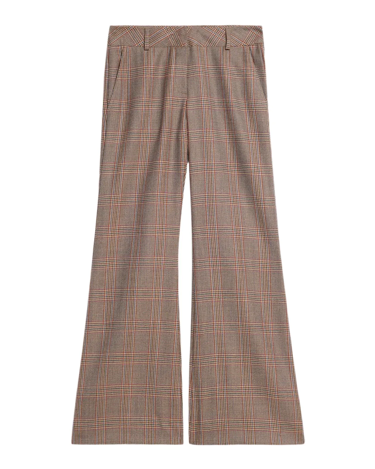MAISON COMMON Glen Plaid Wool Flared Trousers