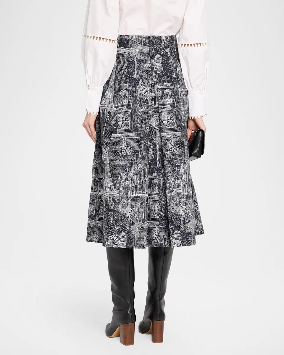 MAISON COMMON Scribble Cotton Jacquard Pleated Midi Skirt | Thumbnail 3