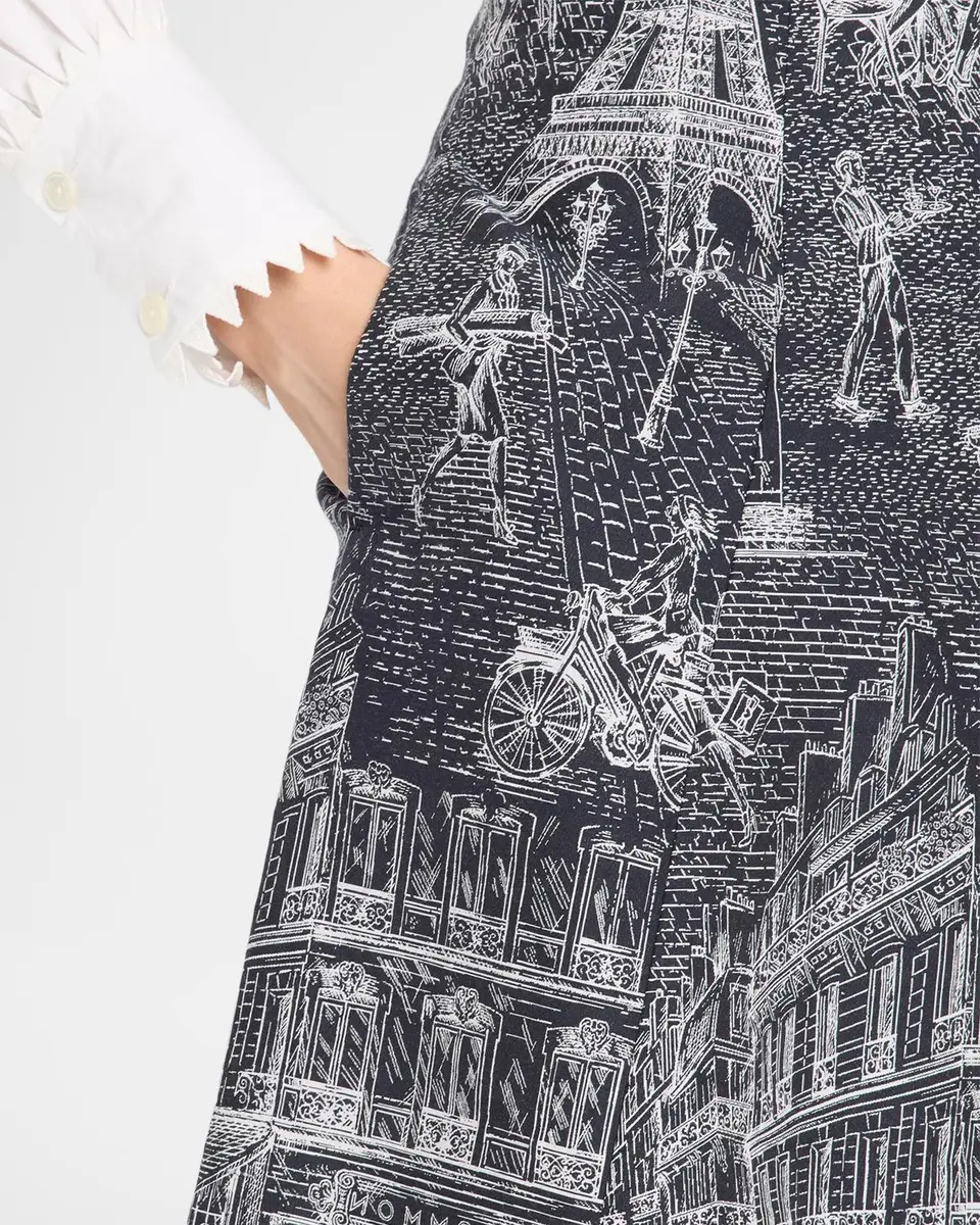 MAISON COMMON Scribble Cotton Jacquard Pleated Midi Skirt | Thumbnail 5