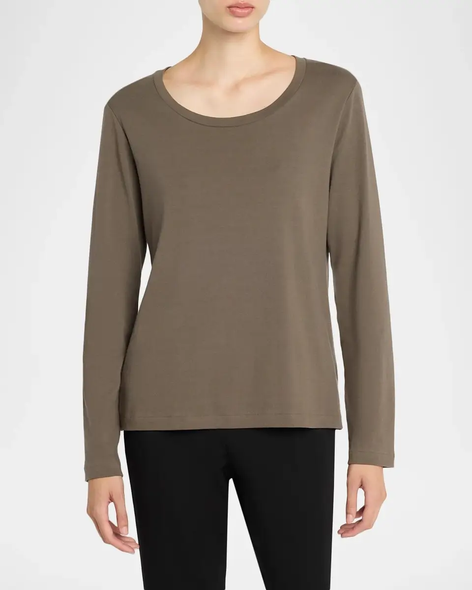 The Row Kalto Scoop-Neck Cotton Jersey Long-Sleeve T-Shirt | Thumbnail 4 The Row Kalto Scoop-Neck Cotton Jersey Long-Sleeve T-Shirt | Thumbnail 4
